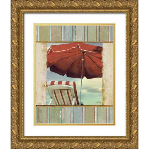 Chaise de Plage I Gold Ornate Wood Framed Art Print with Double Matting by Medley, Elizabeth