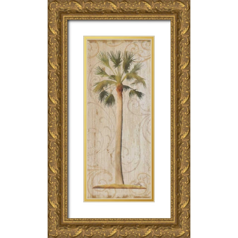 Palm Swirls I Gold Ornate Wood Framed Art Print with Double Matting by Medley, Elizabeth