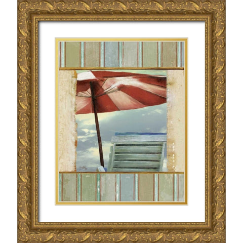 Chaise de Plage II Gold Ornate Wood Framed Art Print with Double Matting by Medley, Elizabeth