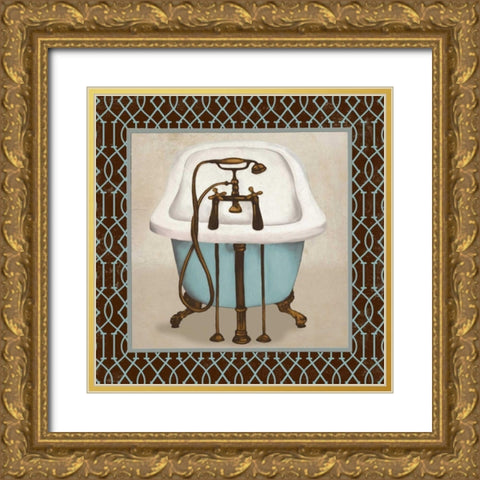 Chic Lattice Bath I Gold Ornate Wood Framed Art Print with Double Matting by Medley, Elizabeth