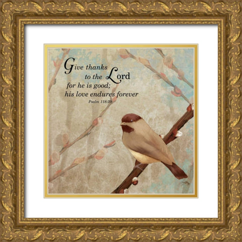 Give Thanks Gold Ornate Wood Framed Art Print with Double Matting by Medley, Elizabeth