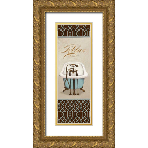 Relax in Blue I Gold Ornate Wood Framed Art Print with Double Matting by Medley, Elizabeth