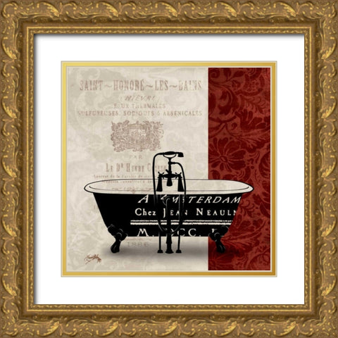 Red and Black Bath Tub II Gold Ornate Wood Framed Art Print with Double Matting by Medley, Elizabeth