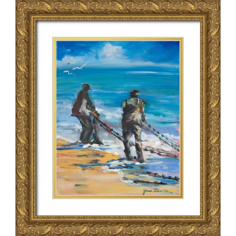 Fishermans Cove Gold Ornate Wood Framed Art Print with Double Matting by Slivka, Jane