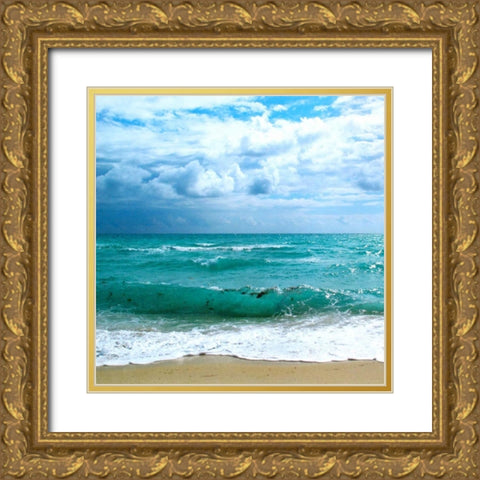 Teal Surf II Gold Ornate Wood Framed Art Print with Double Matting by Biscardi, Nicholas