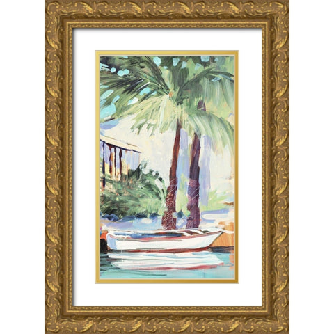 Docked By The Palms Gold Ornate Wood Framed Art Print with Double Matting by Slivka, Jane