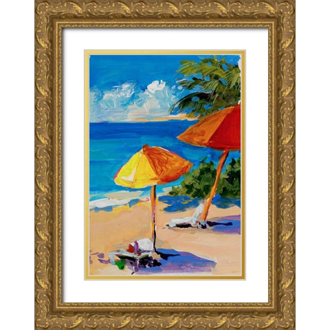 Caribbean Coast Gold Ornate Wood Framed Art Print with Double Matting by Slivka, Jane