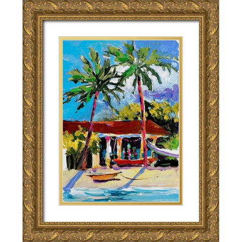 Caribbean Shore Gold Ornate Wood Framed Art Print with Double Matting by Slivka, Jane