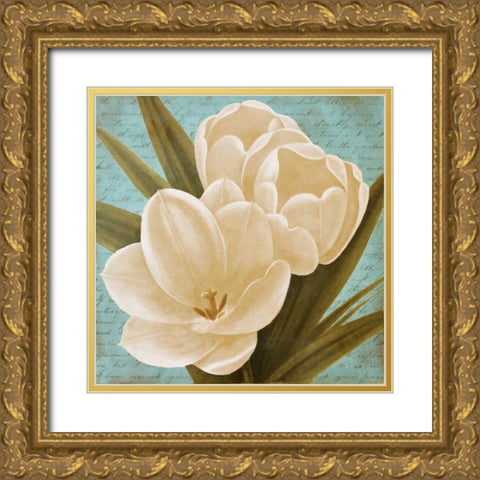 Blue Morning Tulips I Gold Ornate Wood Framed Art Print with Double Matting by Rhyan, Vivien