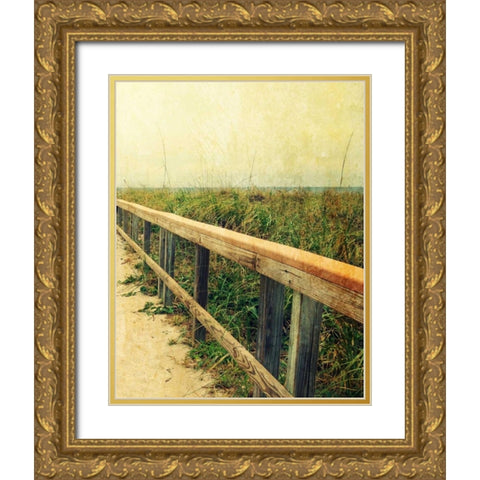Beach Rails II Gold Ornate Wood Framed Art Print with Double Matting by Saghini, Lisa Hill