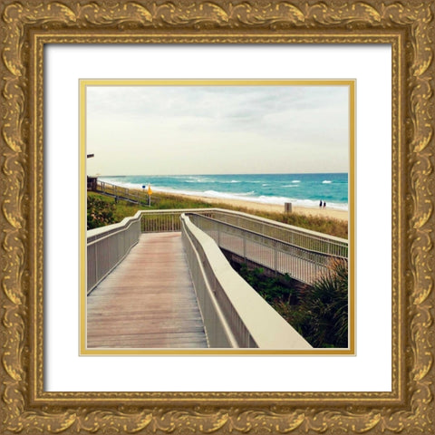 Ocean Front Park Gold Ornate Wood Framed Art Print with Double Matting by Saghini, Lisa Hill