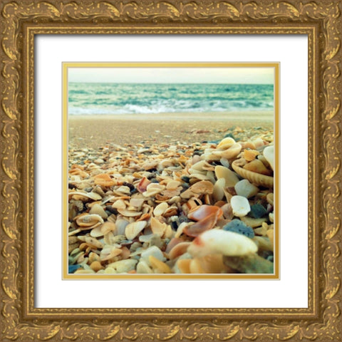Shells Beach I Gold Ornate Wood Framed Art Print with Double Matting by Saghini, Lisa Hill