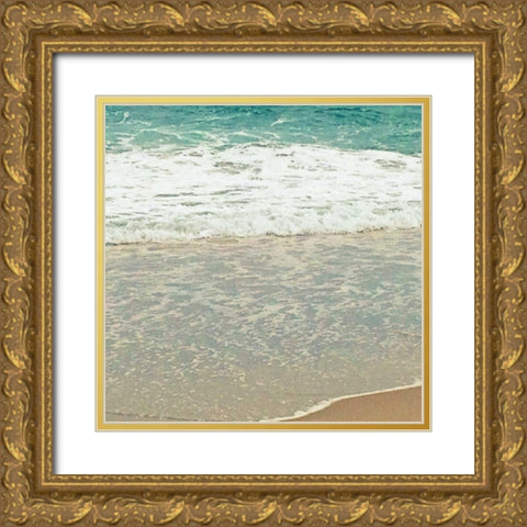 Teal Waves II Gold Ornate Wood Framed Art Print with Double Matting by Saghini, Lisa Hill