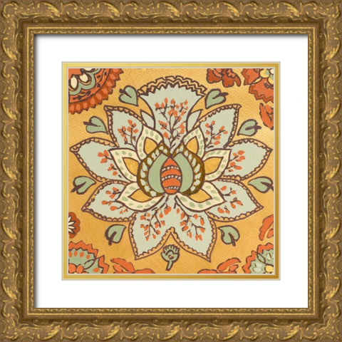 Persian Floral V Gold Ornate Wood Framed Art Print with Double Matting by Loreth, Lanie