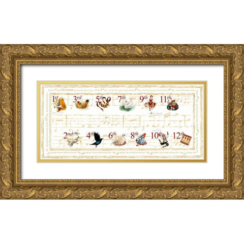 12 Days of Christmas Gold Ornate Wood Framed Art Print with Double Matting by Gaynor, Janice