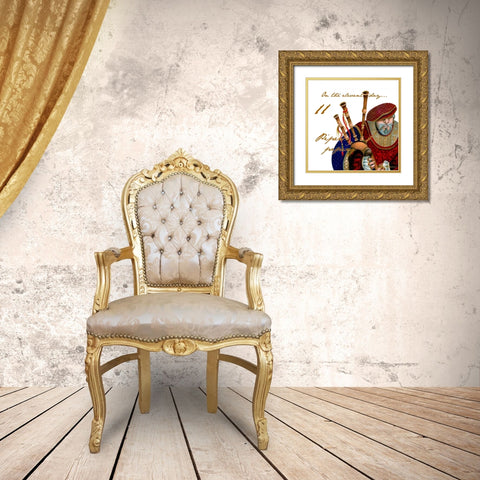 Eleven Pipers Piping Gold Ornate Wood Framed Art Print with Double Matting by Gaynor, Janice