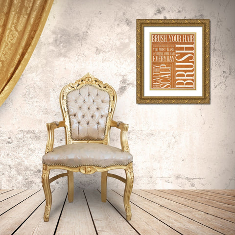Bath Reminders III (Orange) Gold Ornate Wood Framed Art Print with Double Matting by SD Graphics Studio