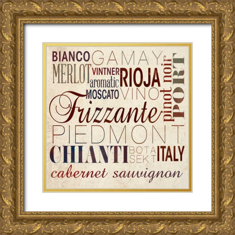 Wine Words I Gold Ornate Wood Framed Art Print with Double Matting by Studio, Sd Graphics