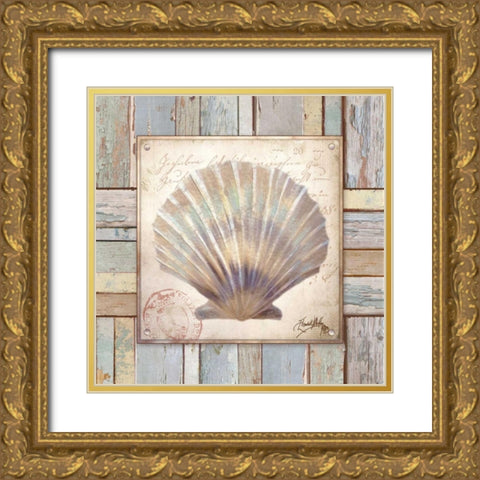 Beach Shell I Gold Ornate Wood Framed Art Print with Double Matting by Medley, Elizabeth