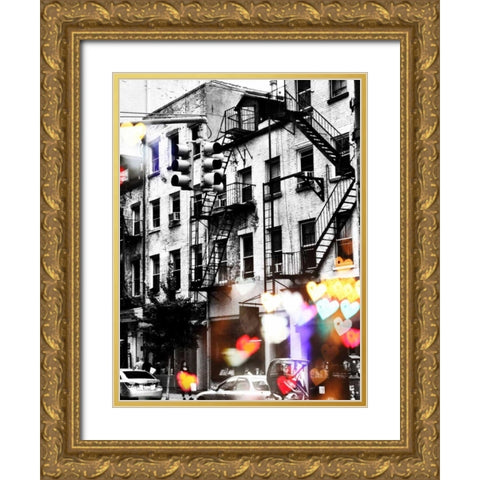 I heart NY Gold Ornate Wood Framed Art Print with Double Matting by Acosta