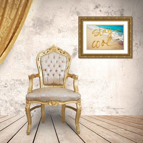 Stay Cool Ocean Gold Ornate Wood Framed Art Print with Double Matting by Acosta