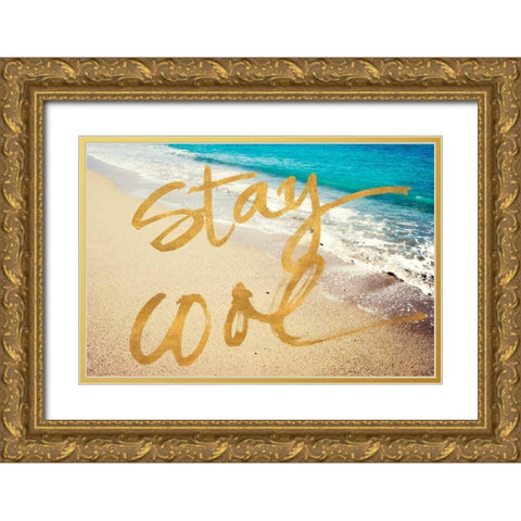 Stay Cool Ocean Gold Ornate Wood Framed Art Print with Double Matting by Acosta