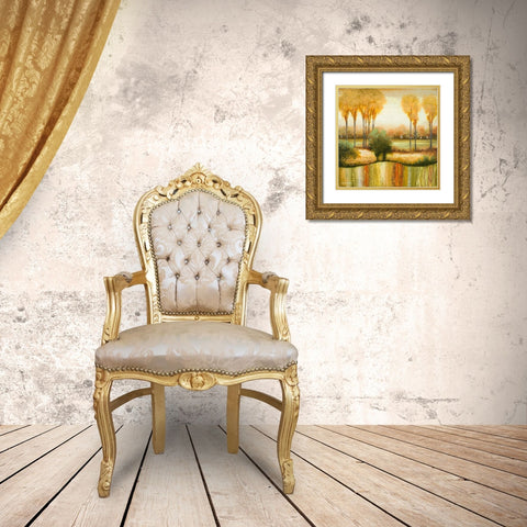 Early Morning Meadow I Gold Ornate Wood Framed Art Print with Double Matting by Marcon, Michael