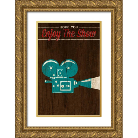 Enjoy the Show-Camera Gold Ornate Wood Framed Art Print with Double Matting by SD Graphics Studio