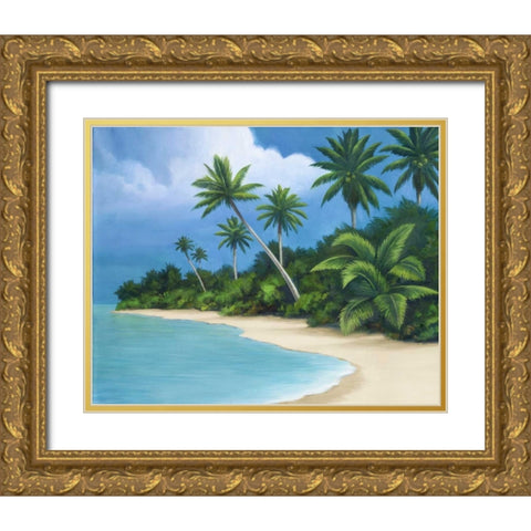 Palm Beach II Gold Ornate Wood Framed Art Print with Double Matting by Rhyan, Vivien