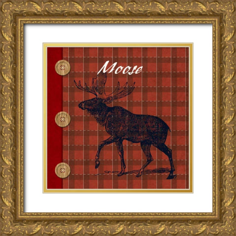 Flannel Moose Gold Ornate Wood Framed Art Print with Double Matting by SD Graphics Studio