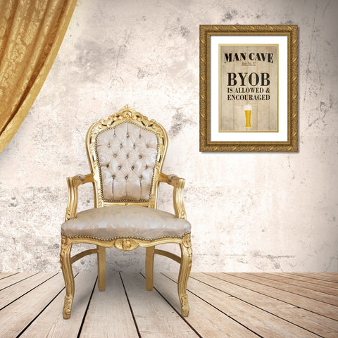 Man Cave Rules I Gold Ornate Wood Framed Art Print with Double Matting by SD Graphics Studio