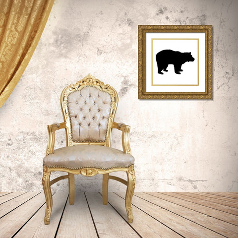 Bear Silhouette Gold Ornate Wood Framed Art Print with Double Matting by SD Graphics Studio