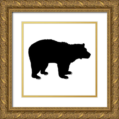 Bear Silhouette Gold Ornate Wood Framed Art Print with Double Matting by SD Graphics Studio