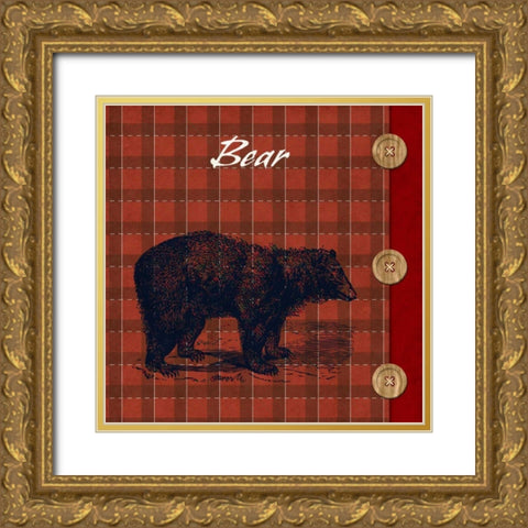 Flannel Bear Gold Ornate Wood Framed Art Print with Double Matting by SD Graphics Studio