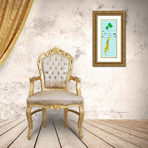 Floating Giraffe Gold Ornate Wood Framed Art Print with Double Matting by SD Graphics Studio