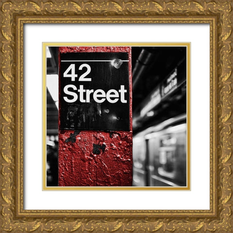 NY Subway Border I Gold Ornate Wood Framed Art Print with Double Matting by Bryant, Susan