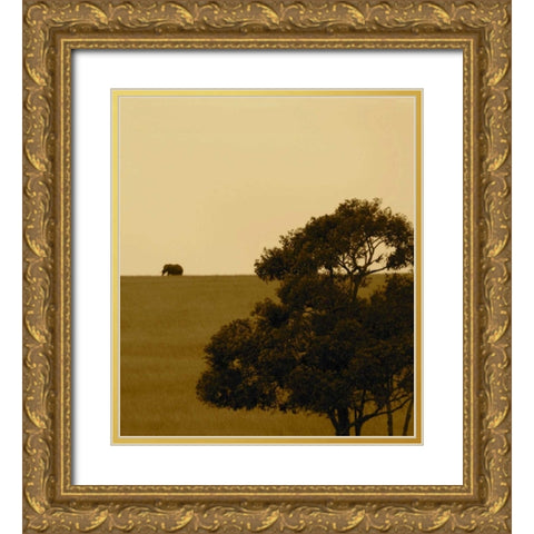 Elephant Pack III Gold Ornate Wood Framed Art Print with Double Matting by Bryant, Susan