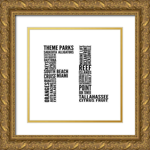 FL Type Gold Ornate Wood Framed Art Print with Double Matting by SD Graphics Studio