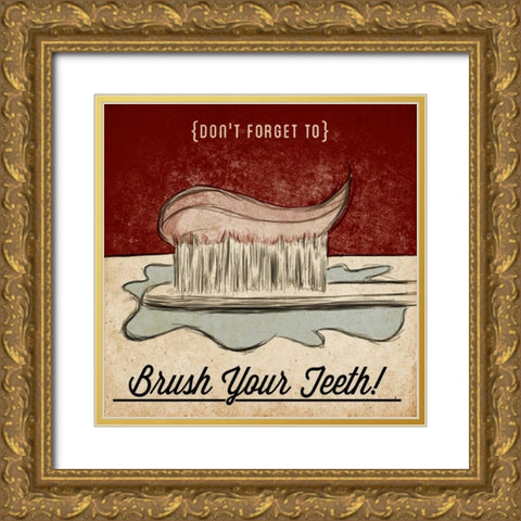 Wash Your Hands Gold Ornate Wood Framed Art Print with Double Matting by SD Graphics Studio