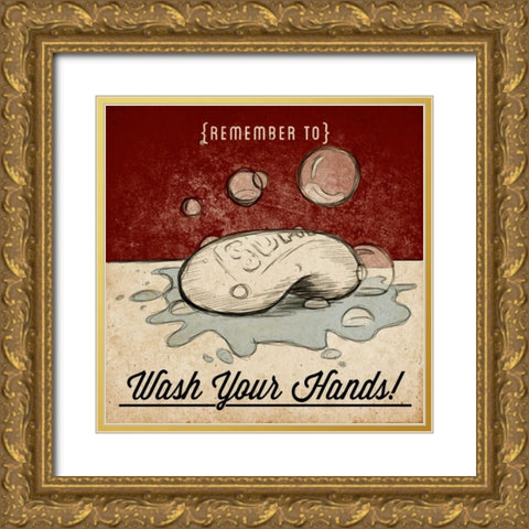 Brush Your Teeth Gold Ornate Wood Framed Art Print with Double Matting by SD Graphics Studio