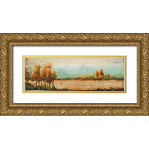 Gold River II Gold Ornate Wood Framed Art Print with Double Matting by Pinto, Patricia