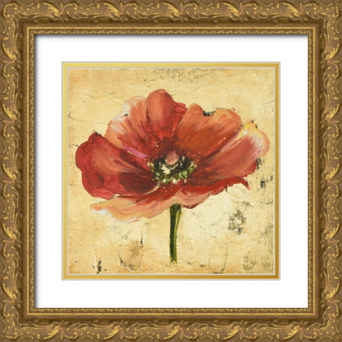 Poppy IV Gold Ornate Wood Framed Art Print with Double Matting by Pinto, Patricia