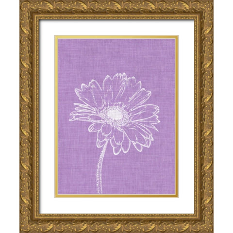 Purple Daisies I Gold Ornate Wood Framed Art Print with Double Matting by Peck, Gail