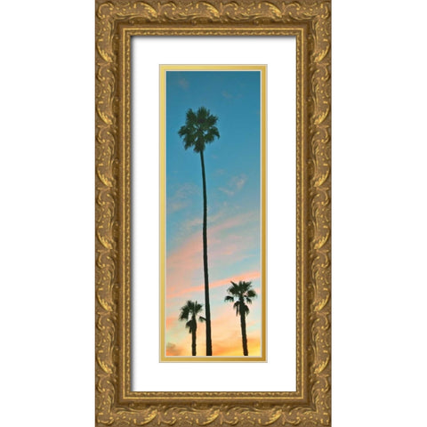 Sunset Palms Gold Ornate Wood Framed Art Print with Double Matting by Peck, Gail