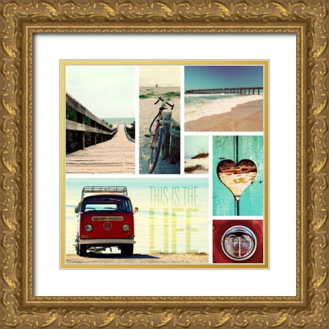 Beach Life I Gold Ornate Wood Framed Art Print with Double Matting by Peck, Gail