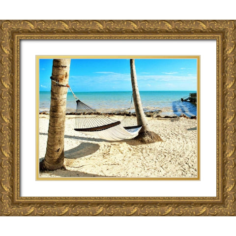 Under the Palms (24x18) Gold Ornate Wood Framed Art Print with Double Matting by Peck, Gail