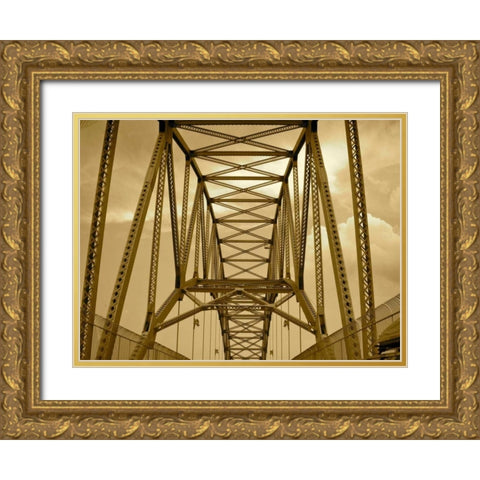New York Bridge II Gold Ornate Wood Framed Art Print with Double Matting by Rodriguez, Jairo