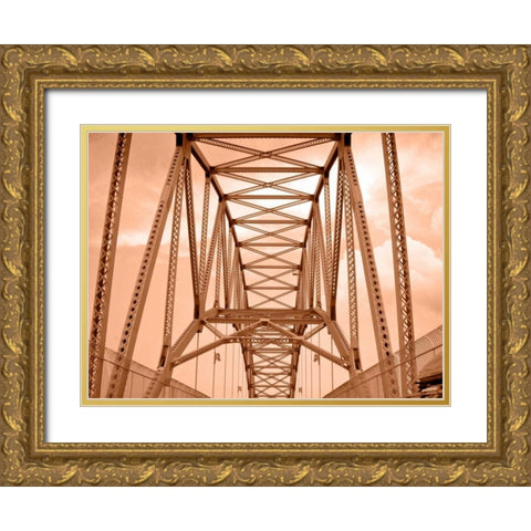 Sepia Bridge Gold Ornate Wood Framed Art Print with Double Matting by Rodriguez, Jairo