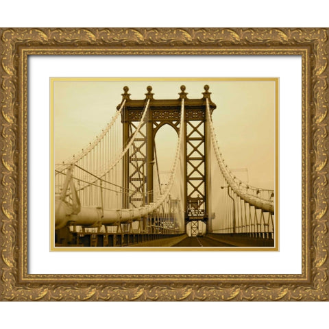 New York Bridge I Gold Ornate Wood Framed Art Print with Double Matting by Rodriguez, Jairo