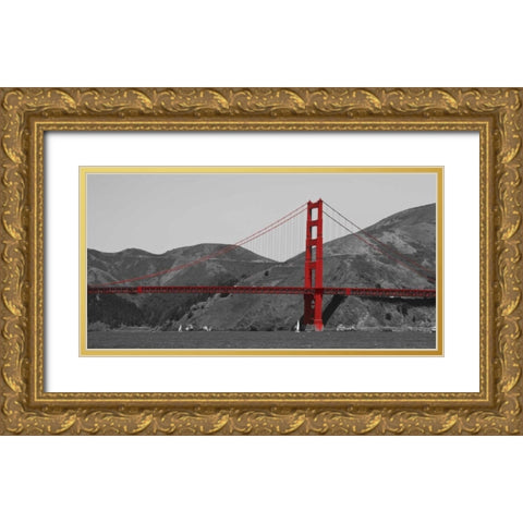 Golden Gate Bridge with Red Pop Gold Ornate Wood Framed Art Print with Double Matting by Navas, Emily